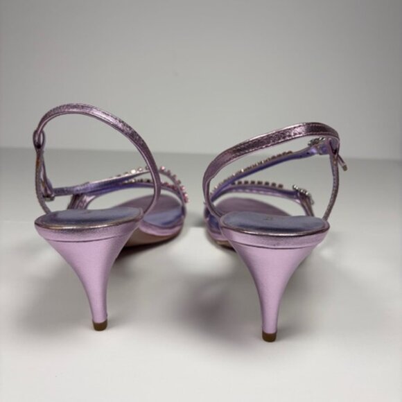 Kate Spade Makenna Crystal Sandals New Size 10M Metallic Pink Purple Leather - Picture 10 of 15